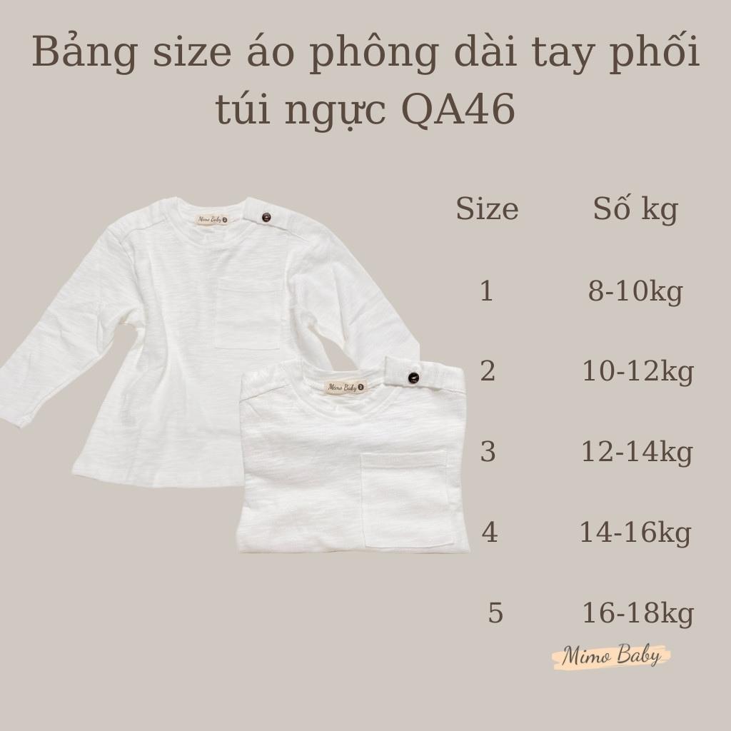 Áo phông dài tay basic phối túi ngực cho bé trai, bé gái QA46 Mimo Baby