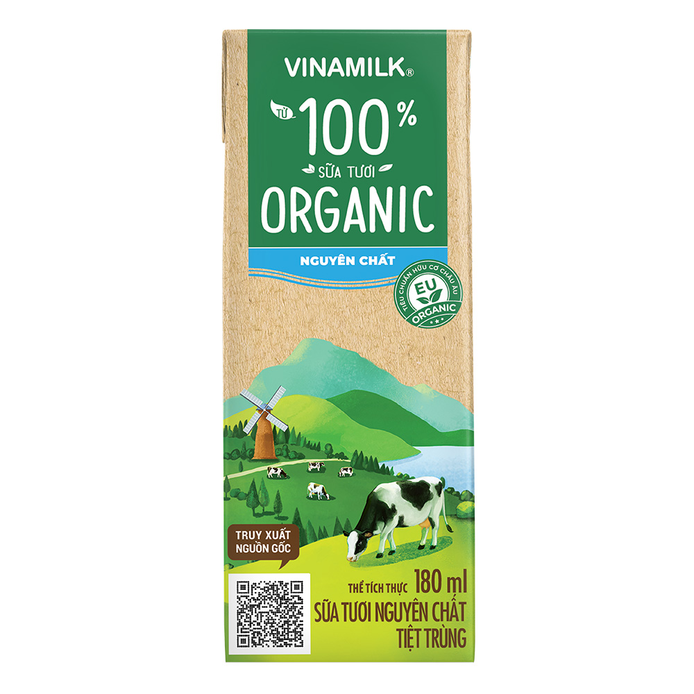 Thùng 12 Hộp Sữa Tươi Tiệt Trùng Vinamilk 100% Organic Không Đường