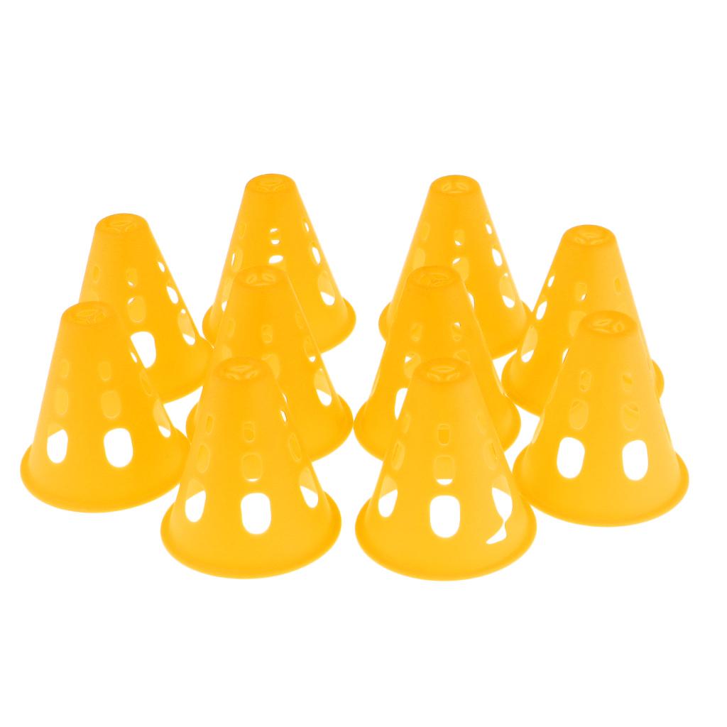 10pcs Plastic Windproof Roadblock Sport Training Traffic Road Cones Yellow
