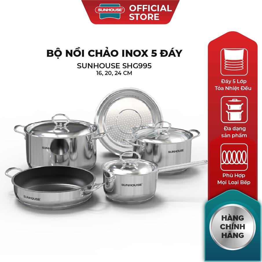 Bộ nồi chảo inox 5 đáy SUNHOUSE SHG995