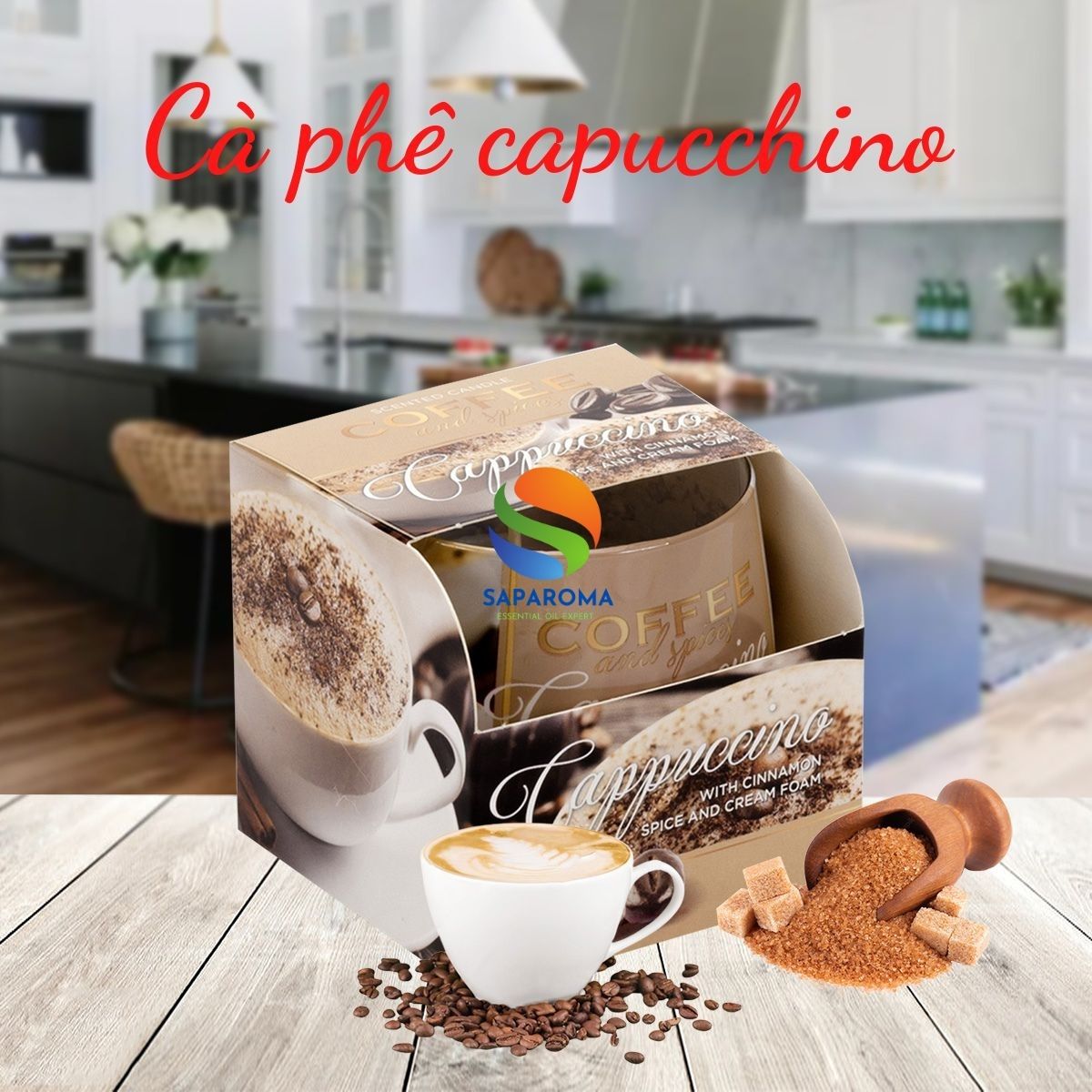 Ly nến thơm tinh dầu Bartek Coffee and Spices 100g QT04966 - cà phê capuchino, nến trang trí, thơm phòng, thư giãn, Hỗ trợ khử mùi