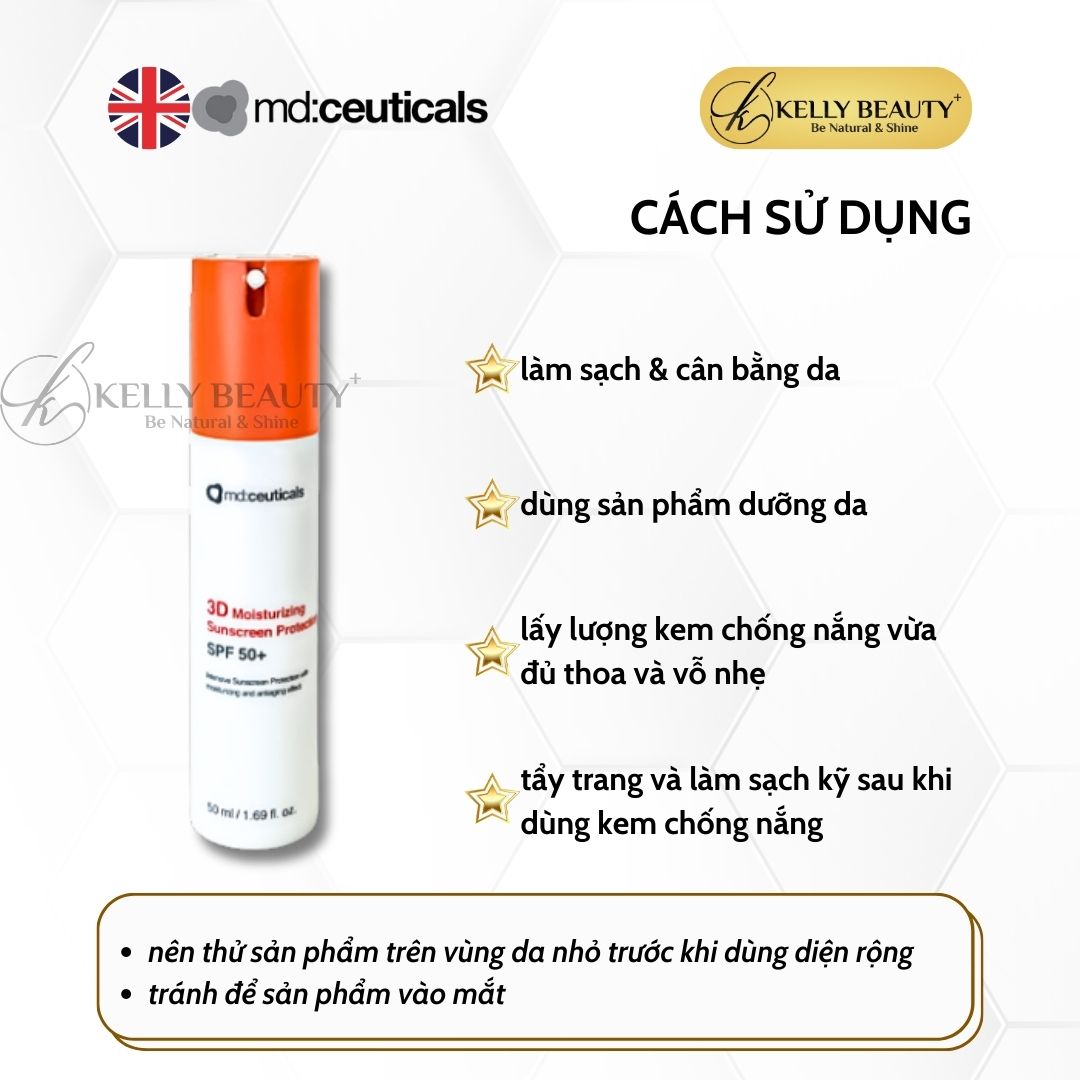 Kem Chống Nắng Cho Da Treatment - 3D Moisturizing Sunscreen Protection SPF 50+ - MD:Ceuticals | Kelly Beauty