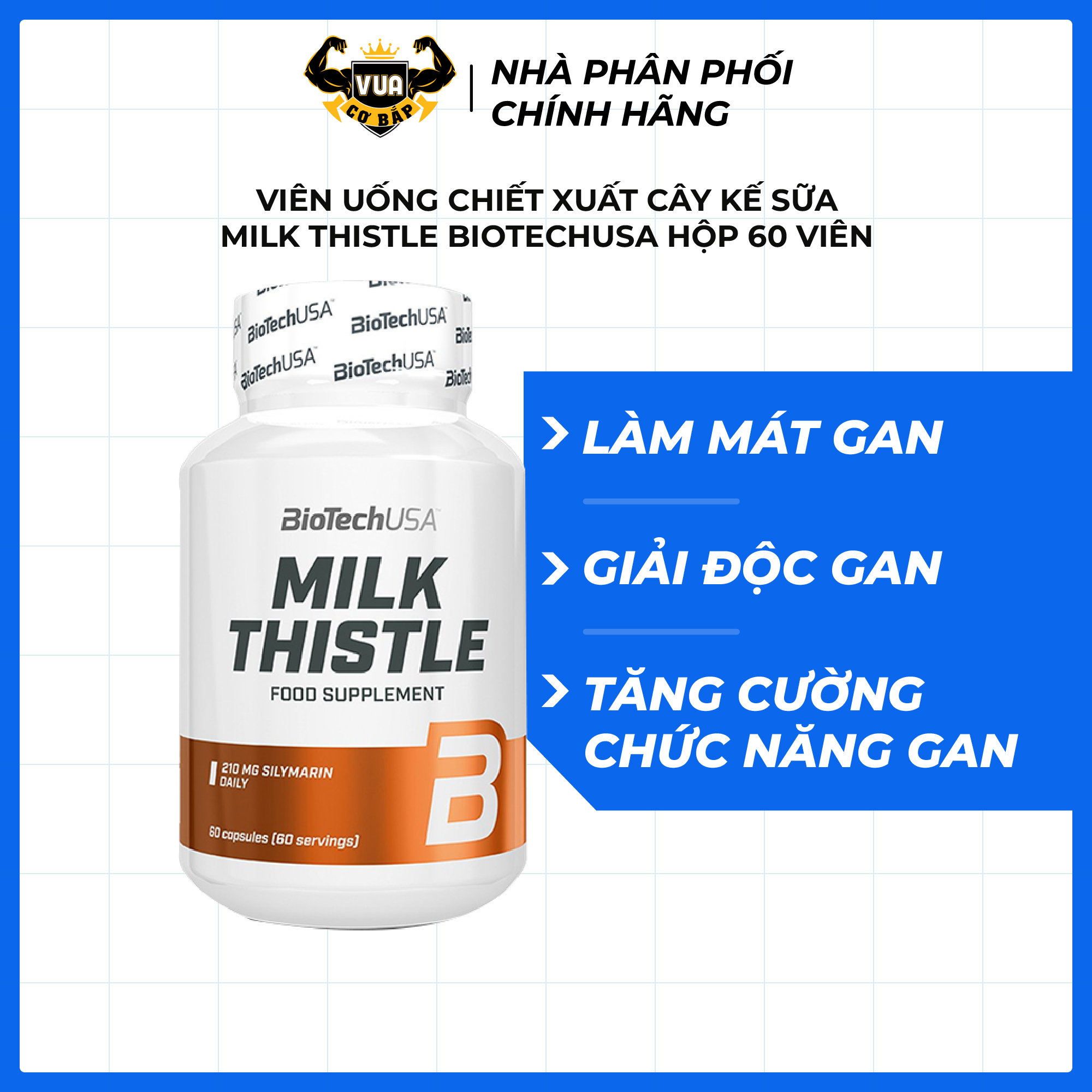 Viên Uống Chiết Xuất Cây Kế Sữa Milk Thistle BiotechUSA Hộp 60 Viên