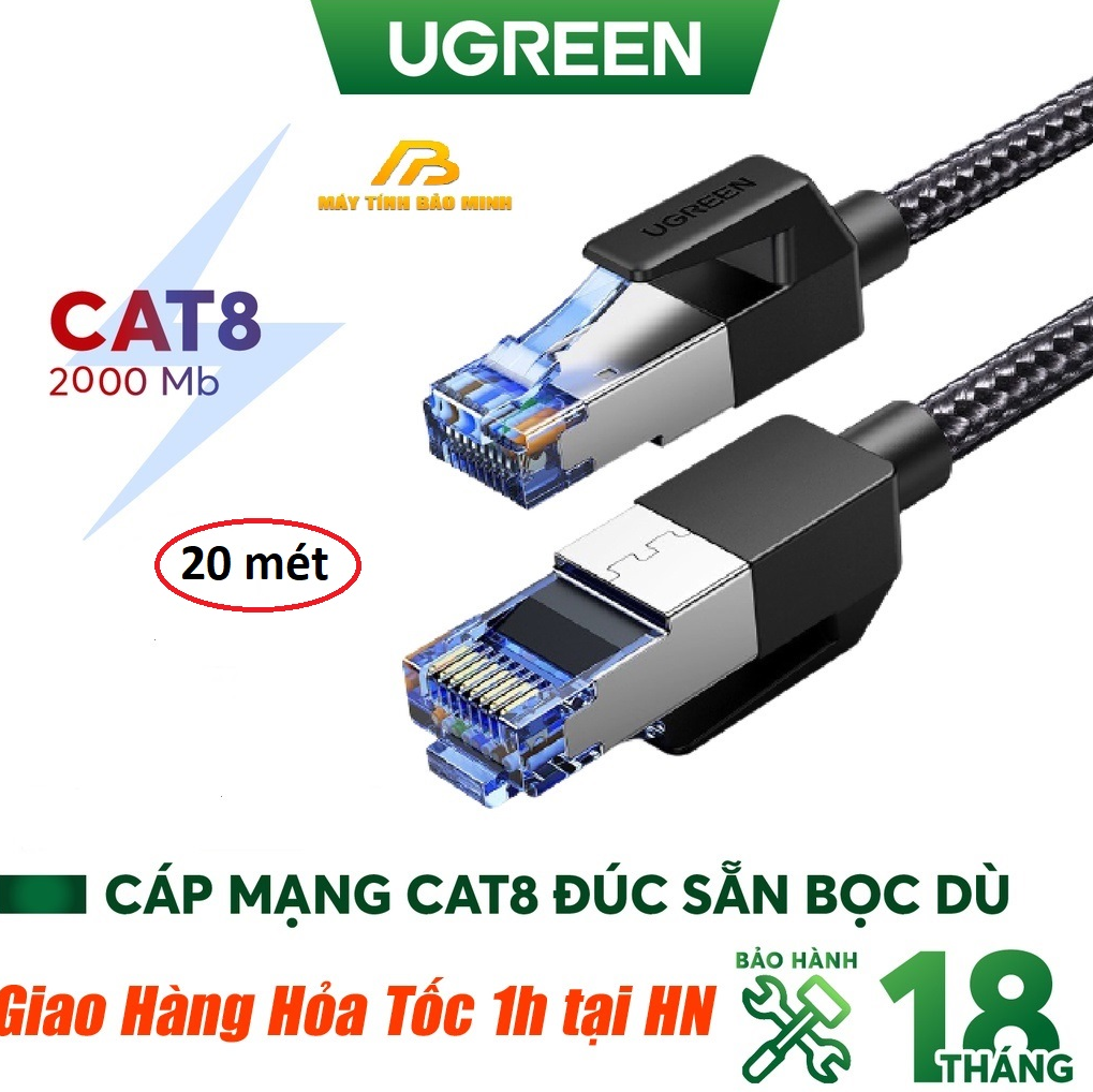 Dây Cáp Mạng Ethernet Cat8 Dài 20m Ugreen 30800 - Hàng chính hãng
