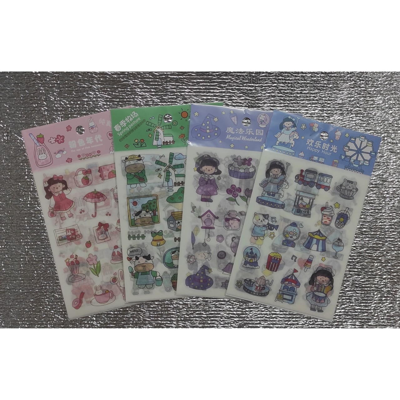 Set 4 Tấm Sticker Xinh Dễ Thương Hình Dán Cute Stickers Trang Trí Sổ Tay Dán Mũ Bảo Hiểm điện thoại siêu đẹp