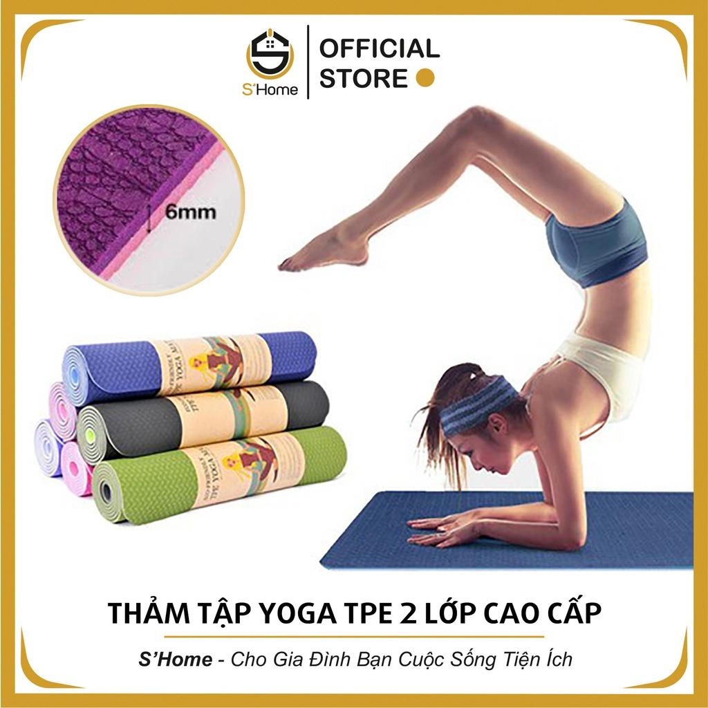 Thảm Tập YOGA ️S'Home ️ Thảm Yoga TPE Cao Cấp ,2 Lớp 2 Mặt, Dày 6mm Êm Ái, Chống Trơn Trượt, Không Thấm Nước – SH7