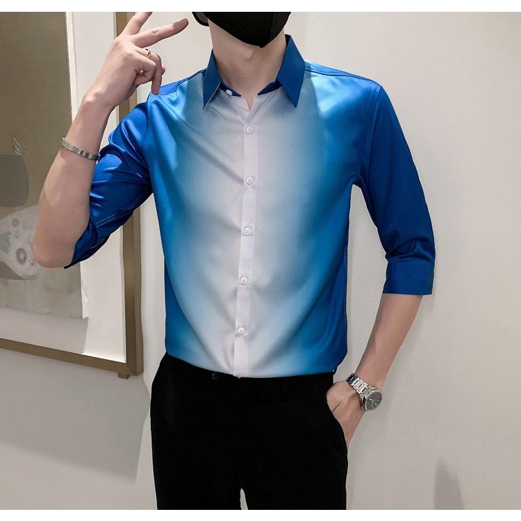 Áo sơ mi nam phối màu tay lỡ phong cách hàn quốc sang chảnh cực ngầu và tinh tế, nam tính - h62