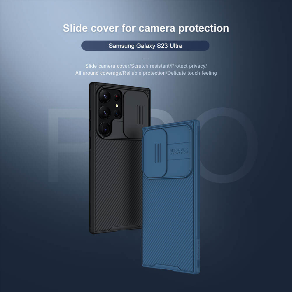 Ốp lưng chống sốc bảo vệ camera cho Samsung Galaxy S23 Ultra hiệu Nillkin Camshield Pro chống sốc cực tốt, chất liệu cao cấp, có khung & nắp đậy bảo vệ Camera - Hàng nhập khẩu