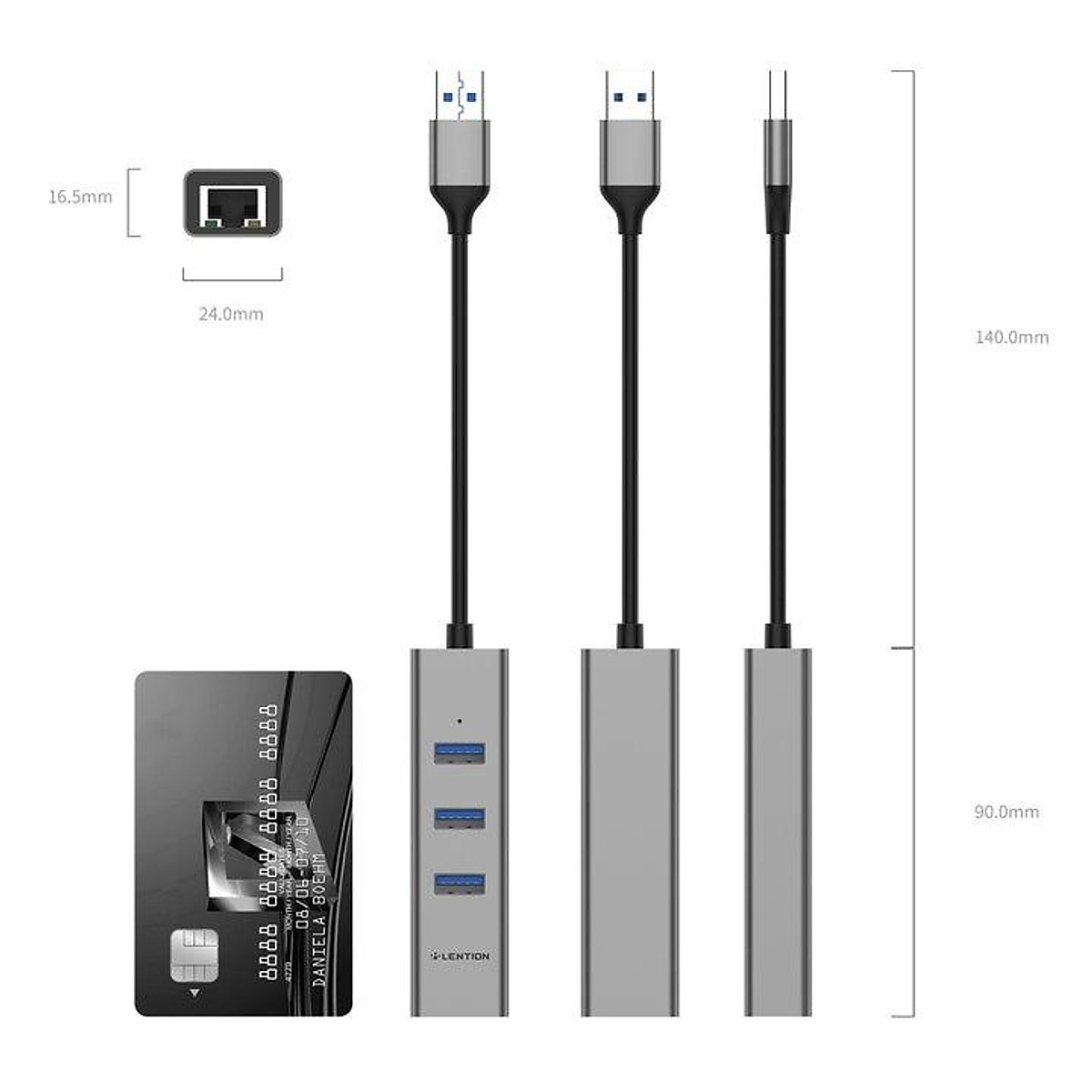 Bộ chuyển đổi USB-A 4 trong 1 Lention H23s Hàng Chính Hãng