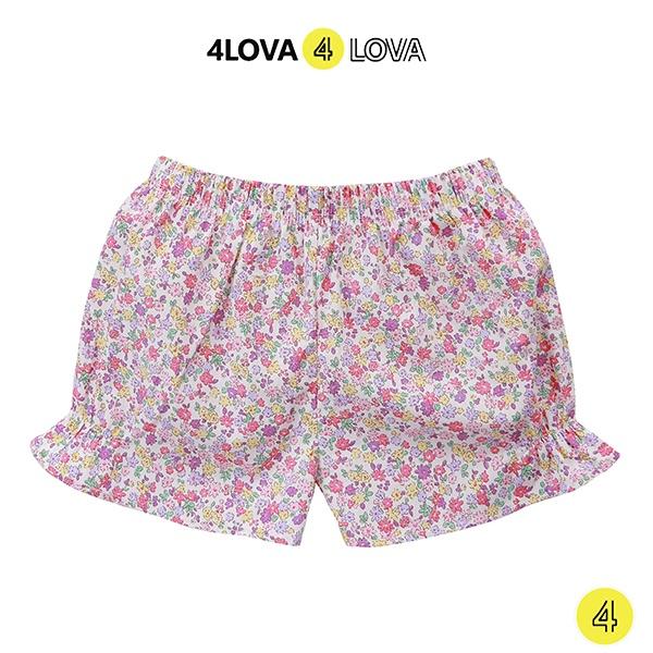 Quần short đùi bé gái 4lOVA mặc nhà đi chơi dáng lửng hoạ tiết hoa nhí xinh xắn thô cotton thoáng mát