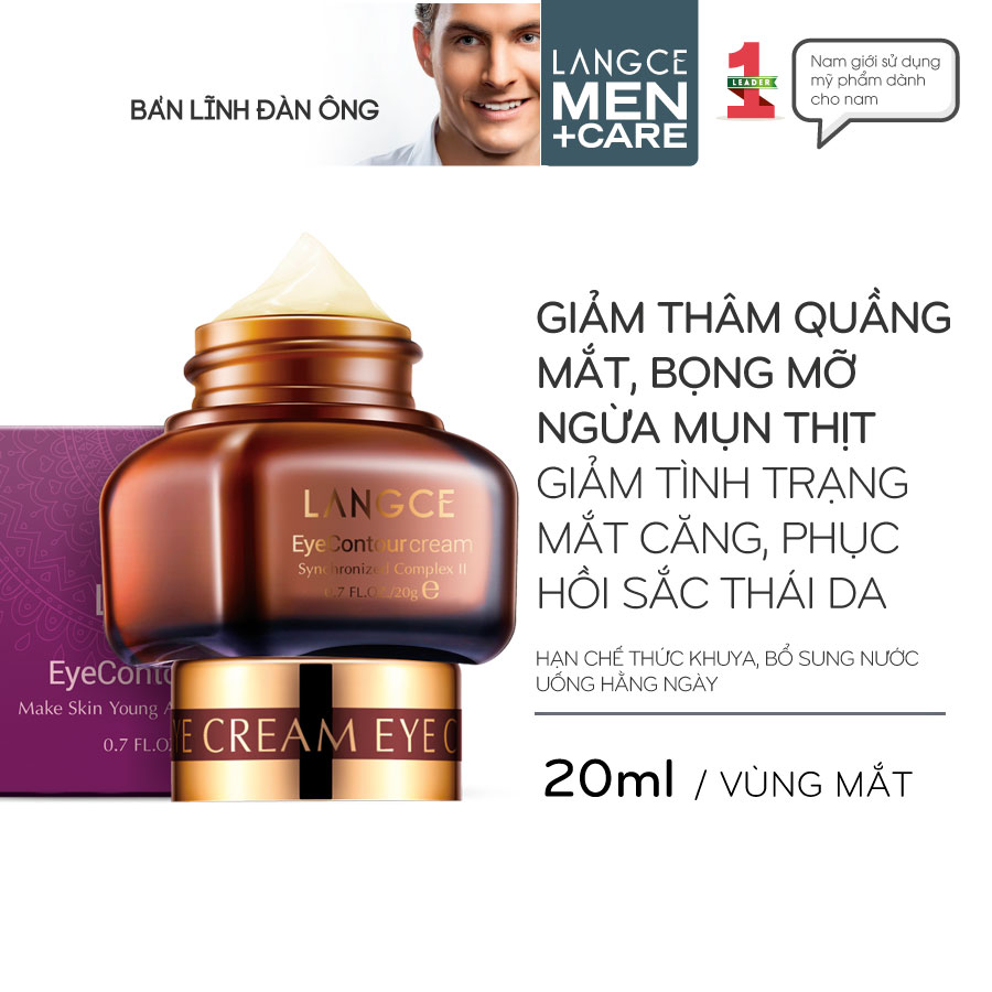 Kem Dưỡng Da Vùng Mắt Ngừa Mụn Thịt - Giảm Thâm - Nhăn 20ml cho Nam TẶNG Gel Vệ Sinh Vùng Kín Nam 100ml LANGCE