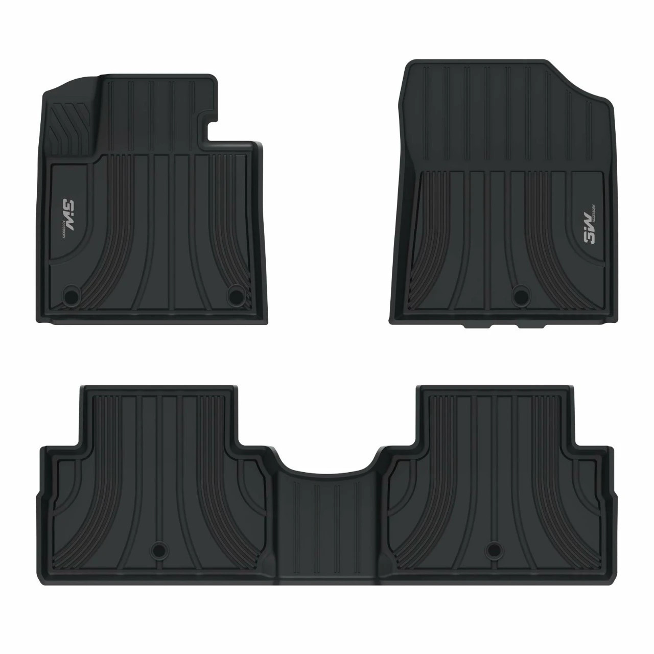 Thảm lót sàn xe ô tô Hyundai SantaFe 2019-đến nay Nhãn hiệu Macsim 3W chất liệu nhựa TPE đúc khuôn cao cấp - màu đen