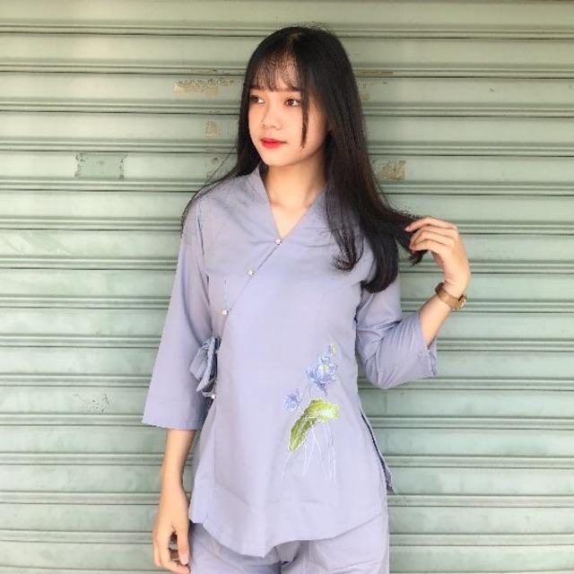 Đồ lam đi chùa.áo lam phật tử .nhật sen