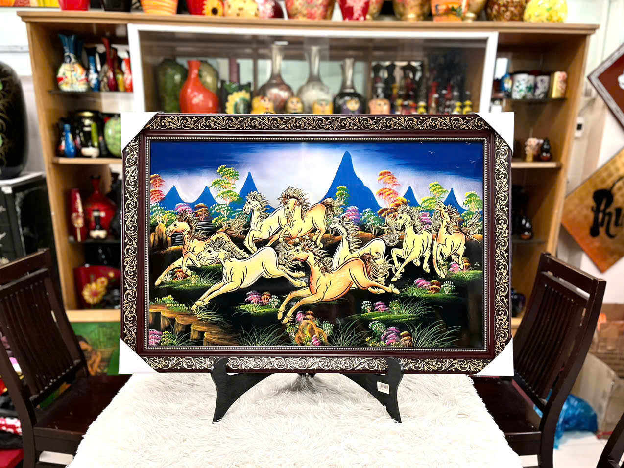 Tranh sơn mài MÃ ĐÁO THÀNH CÔNG đắp nổi mới hàng xuất khẩu 50x80 cm