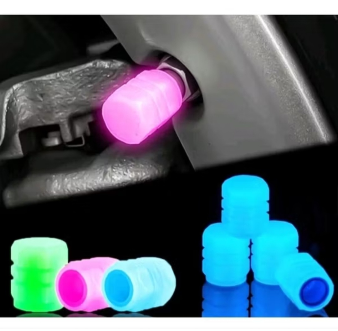 BỘ 4 CÁI NẮP VAN TRANG TRÍ SÁNG DẠ QUANG CỰC ĐẸP LẮP XE MÁY ÔTÔ MÀU XANH