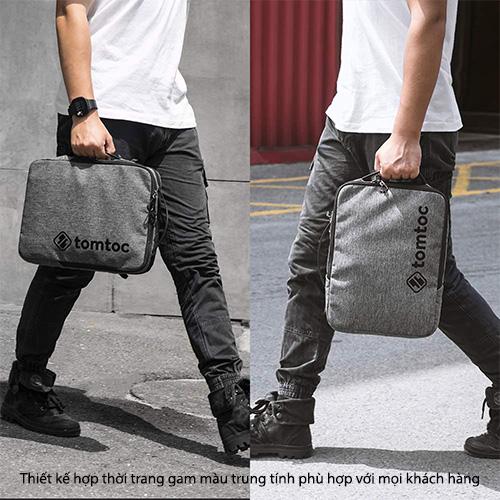 TÚI ĐEO CHÉO TOMTOC (USA) URBAN SHOULDER BAGS DÀNH CHO MACBOOK, LAPTOP 15″16″ GRAY chống sốc tối ưu - HÀNG CHÍNH HÃNG