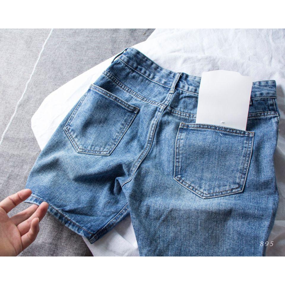 Quần short jeans XINZE 895 xanh đậm trơn