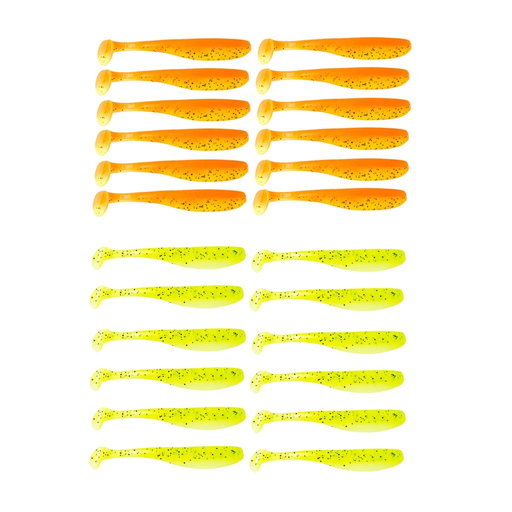 24pcs Soft Fishing Lures Set Paddle Tail Worm Baits Shad Minnow Swimbaits