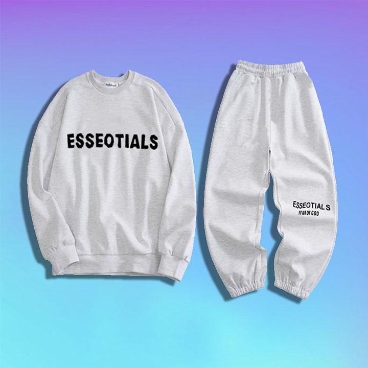 Sét bộ nỉ TIALS tay bồng in chữ kèm quần ống bom đủ màu, Bộ nỉ mùa đông Nam Nữ from rộng unisex
