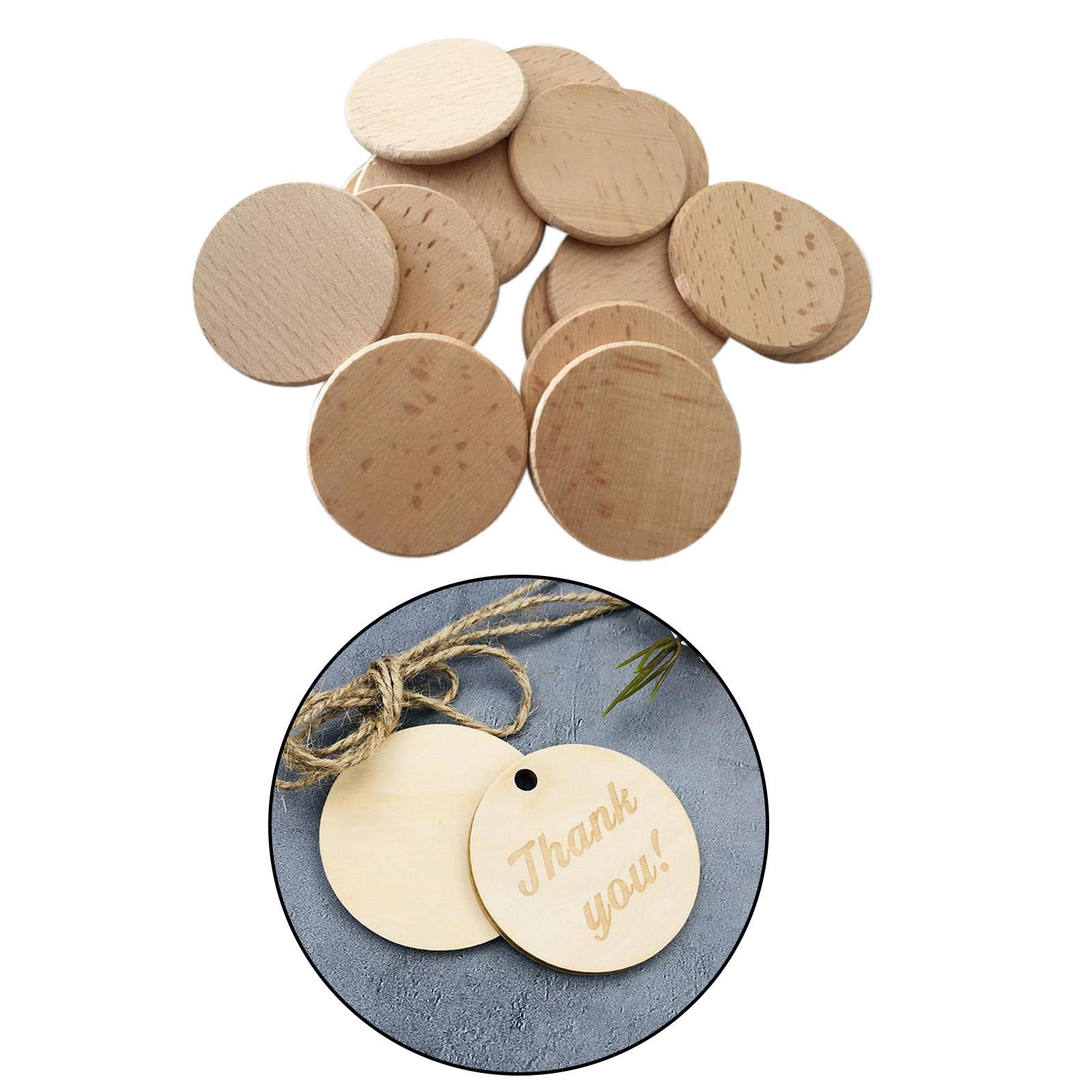 20Pieces Unfinished Wood Slices Round Disc Circle Pieces Cutouts Chips 5cm