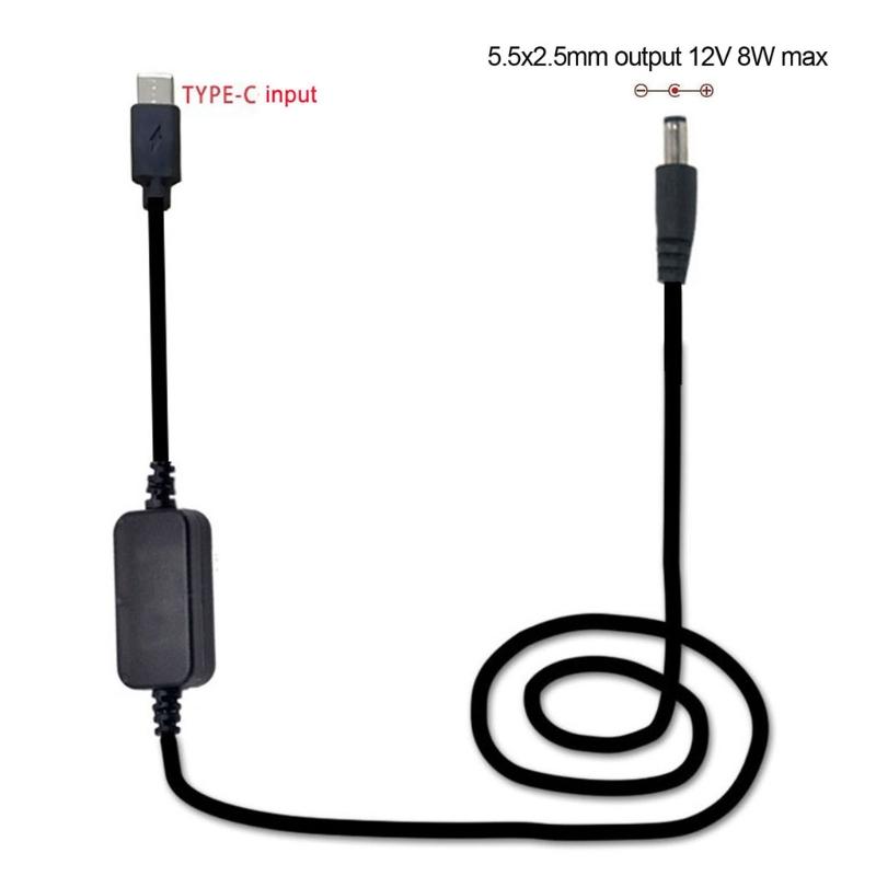 Loại C USB C 5V đến 12V 8W 5.5x2,5mm Boost Boost Điện áp điện áp cung cấp cho dải đèn LED bộ định tuyến WiFi và nhiều hơn nữa