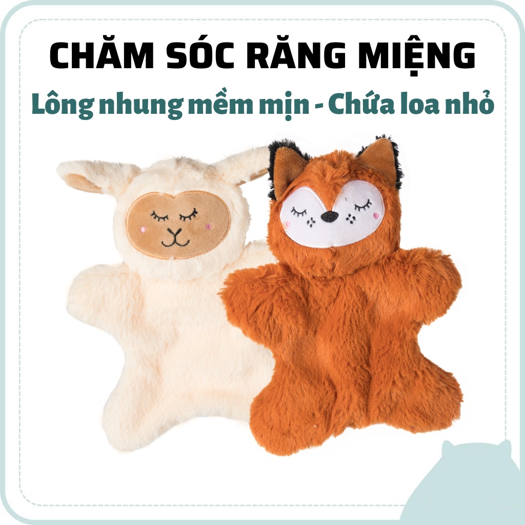 Đồ chơi cho chó FOFOS, Đồ chơi thú bông nhai gặm hình cừu, Có loa nhỏ và giấy nhăn, Vải nhung mềm mại tốt cho răng nướu