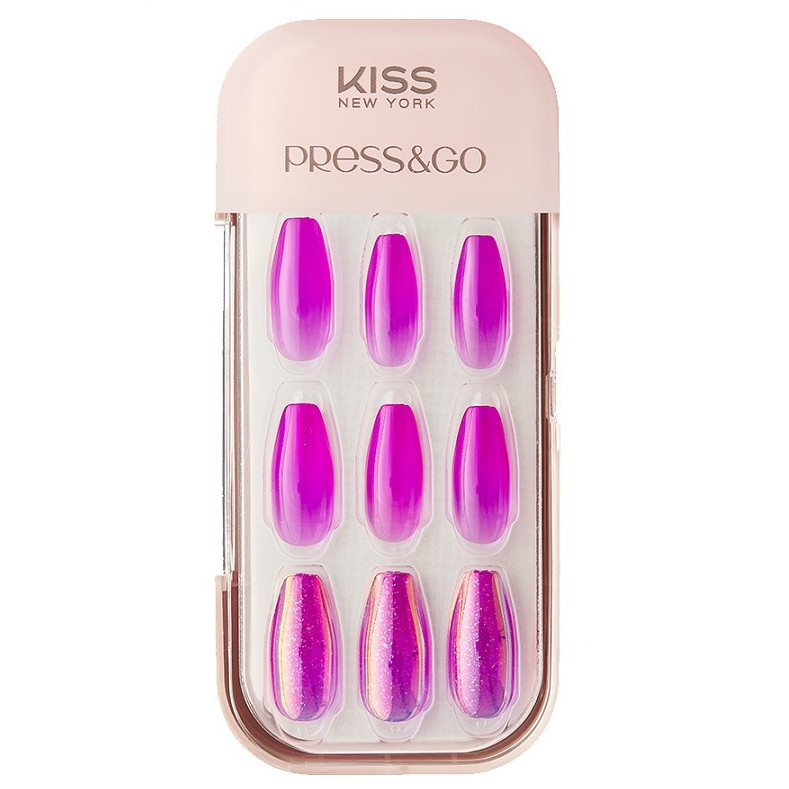 Bộ 30 Móng Tay Gel Dán Press &amp; Go Kiss New York Nail Box - Purple Jelly (KPNC11K)