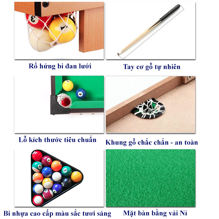 [51 x 31 cm] Bàn Bi A Trẻ Em - Bàn Bida Mini Cho Trẻ Em - Thiết Kế Ấn Tượng, Chất Liệu Gỗ An Toàn - Hàng Nhập Khẩu