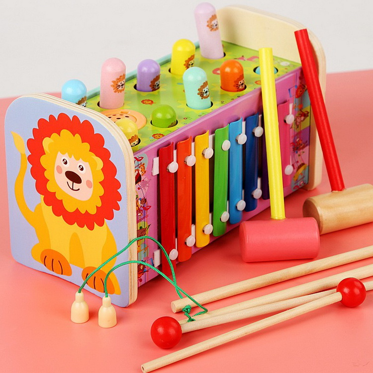 Đồ Chơi Giáo Dục Đa Năng Montessori Đập Chuột Gỗ Hình Sư Tử