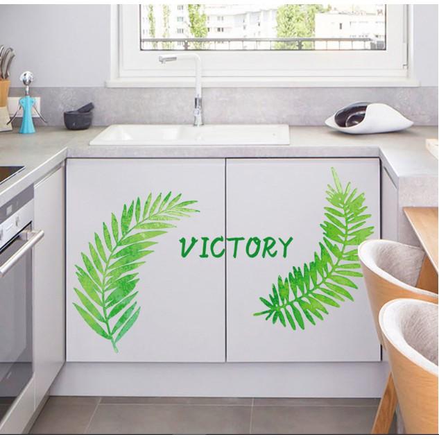 Decal trang trí tường - Lá Cỏ Bắc Âu xanh VICTORY