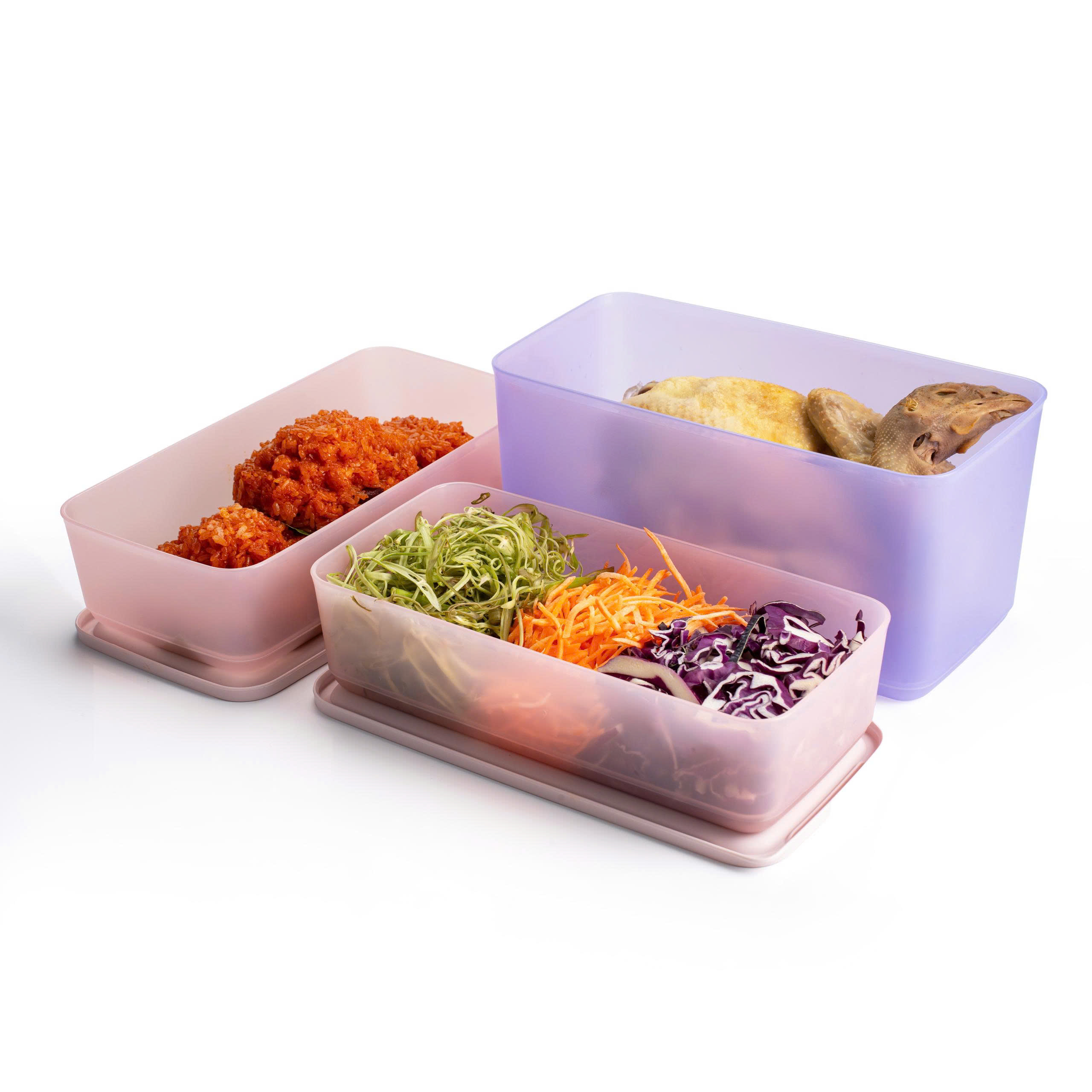 Bộ 3 hộp đựng thực phẩm Tupperware trữ khô và mát Cubix Rectangle 3.1L và 1.4L