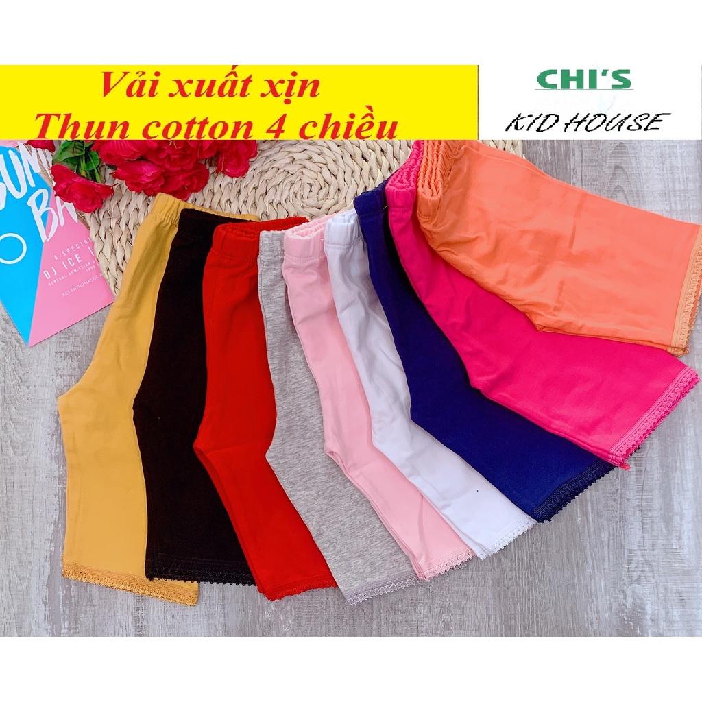 (XUẤT DƯ ĐẸP) SET 3 CÁI LEGGING LỬNG/ QUẦN LỬNG TRƠN VẢI XUẤT DƯ THUN COTTON 4 CHIỀU CHO BÉ 9-41KG