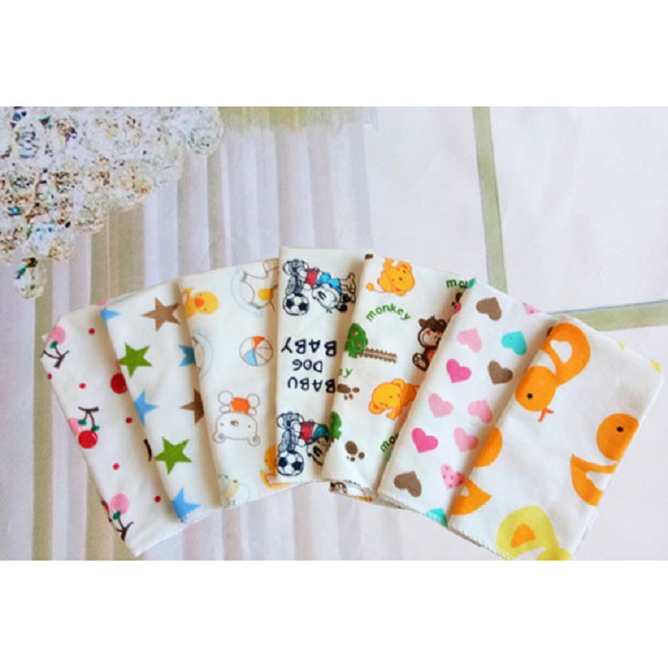 Set 10 Khăn Tam Giác Cotton Có Cúc Bấm