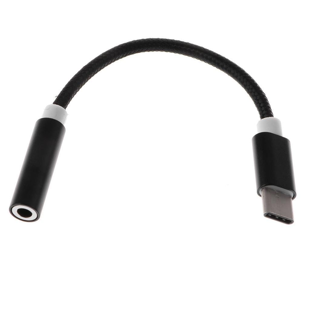 USB-C Type C to 3.5mm Audio  Headphone Cable Charging Adapter Lead Black