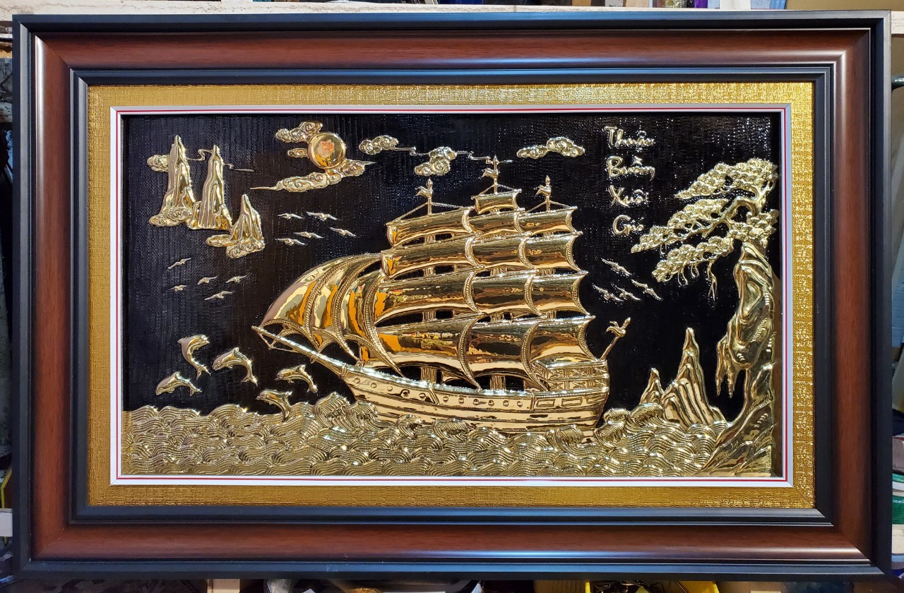 TRANH ĐỒNG MẠ VÀNG 24K - THUẬN BUỒM XUÔI GIÓ