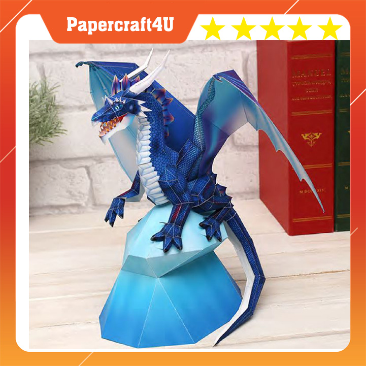 Mô hình giấy 3D Động vật Rồng Xanh Blue Dragon