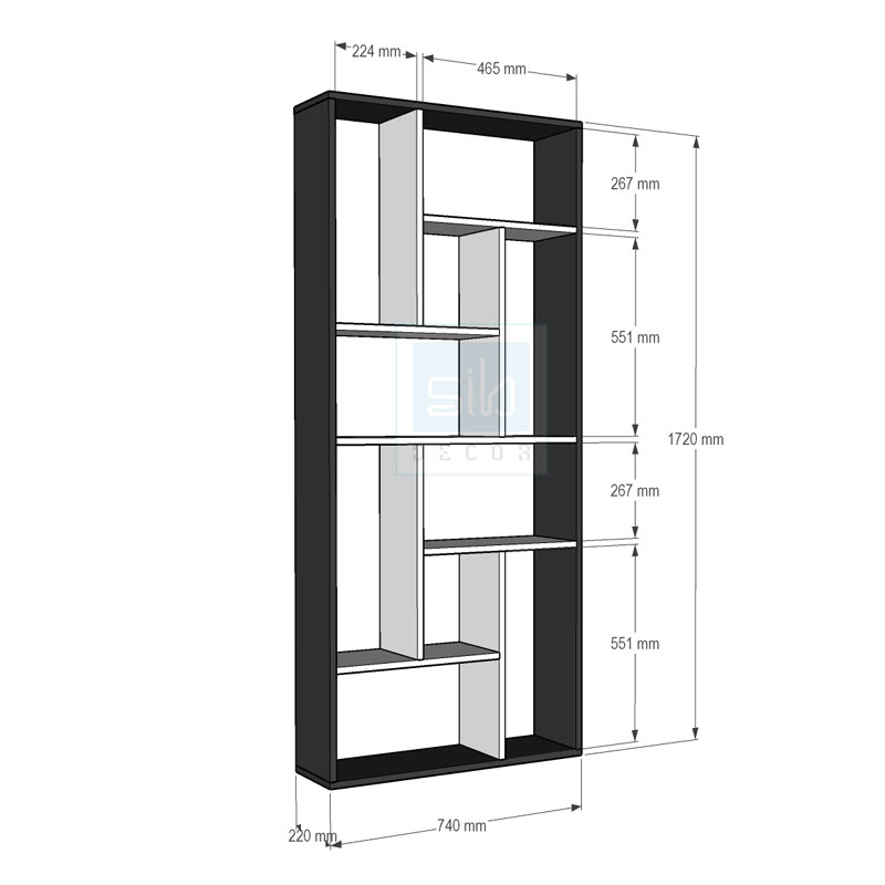 Kệ Sách Để Sàn Lắp Ghép Màu Trắng Đen Hiện Đại SIB Decor, Dễ Dàng Lắp Ráp