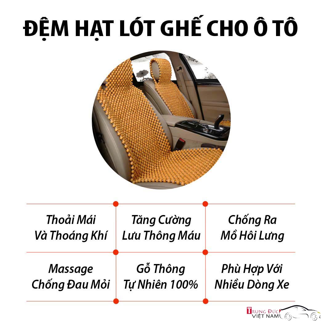 lót ghế hạt gỗ Ô tô TD - HG102 cao cấp - Hàng Chính Hãng - Quà Tặng Cây Thông Thơm Treo Xe