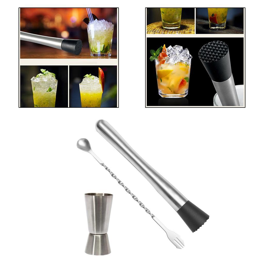 Bartender Bar Tool Set Stylish Cocktail Muddler Mixing Spoon Jigger Home