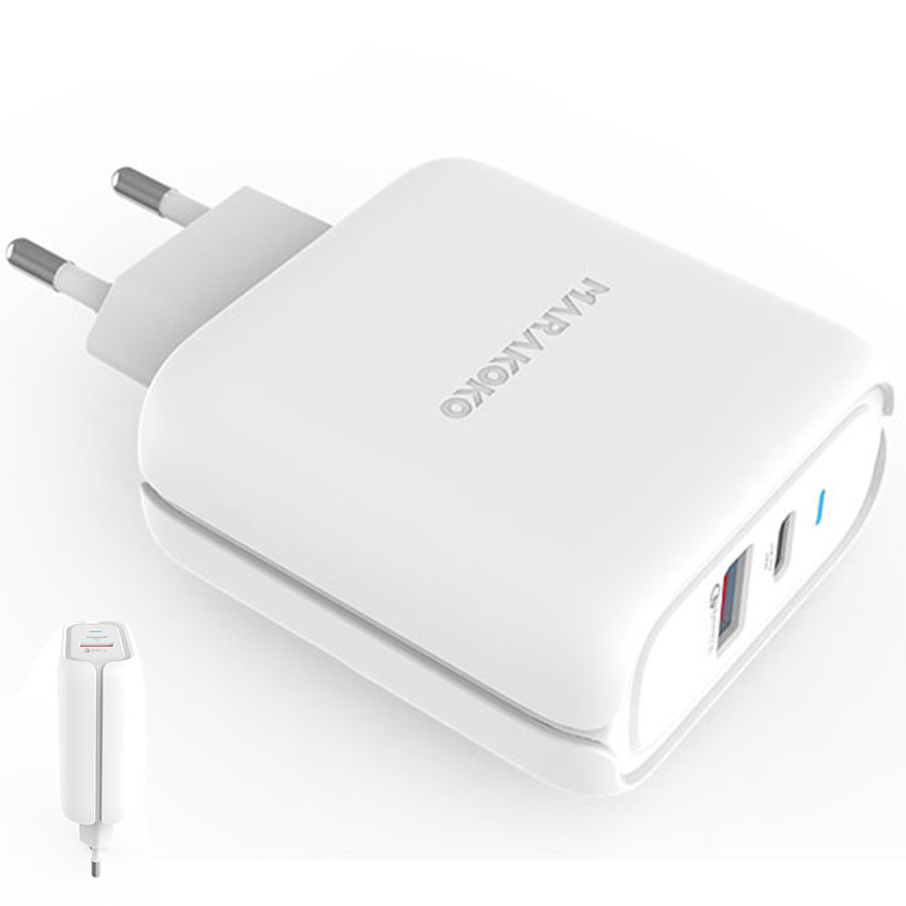 Củ sạc điện thoại Marakoko MA27, 2 cổng sạc Nhanh, 1x USB-C PD 3.0, 1x QC 3.0-Hàng Chính Hãng