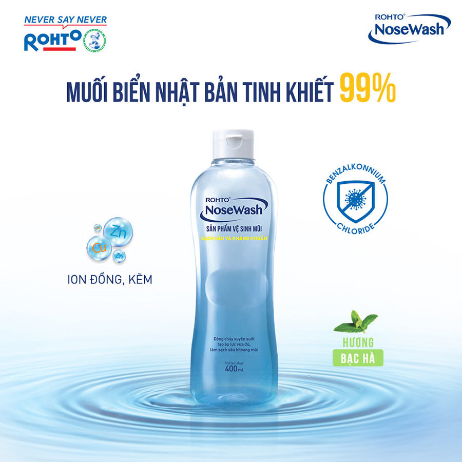 Bộ sản phẩm vệ sinh mũi Rohto NoseWash 400mL + Xịt hỗ trợ điều trị viêm mũi xoang Rohto NoseWash Spray 35ml + Tặng Bộ tiện dụng vệ sinh mũi Rohto NoseWash Miniset