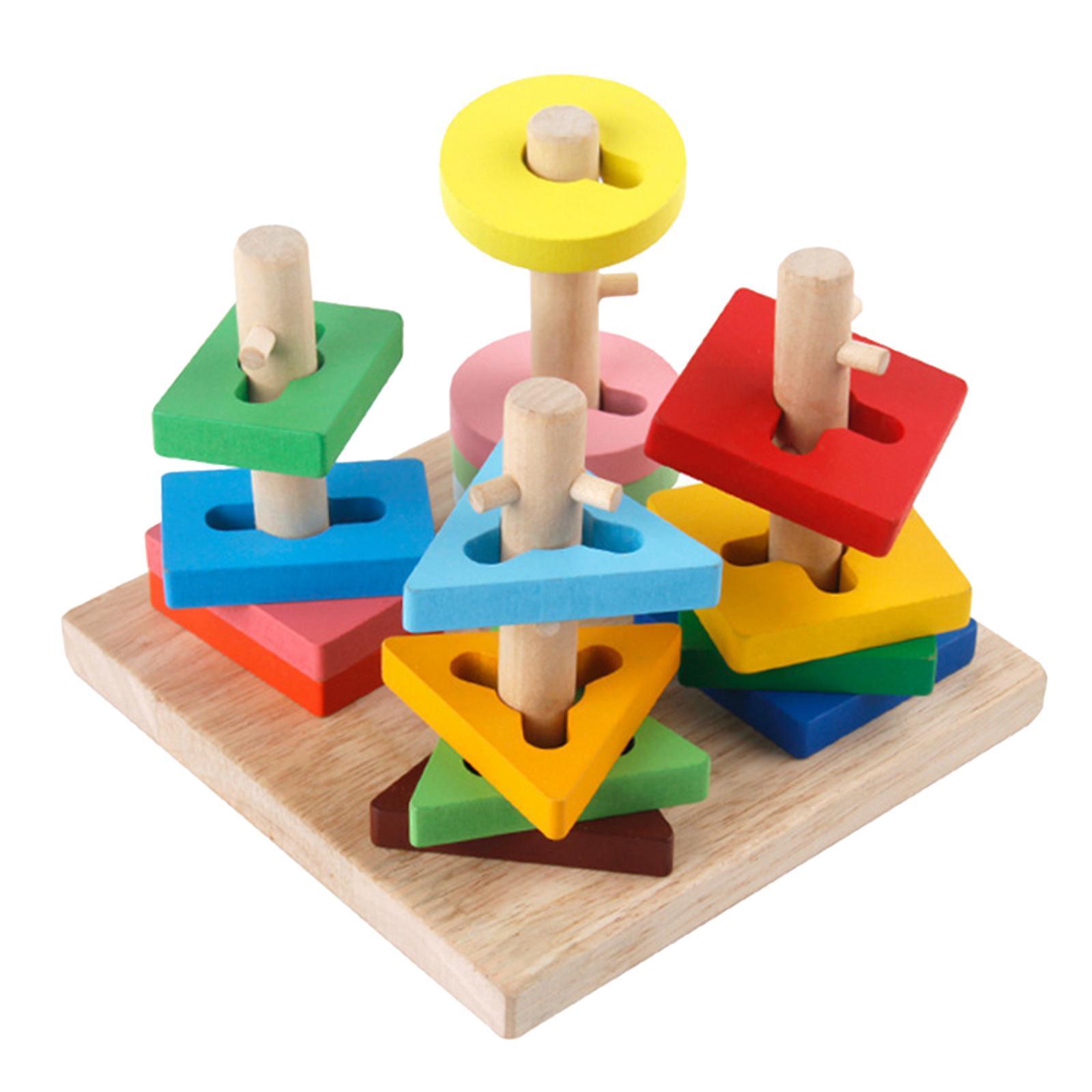 Montessori Wooden Sorter Stacking Toy Puzzles Toy for Preschool Kids Girls