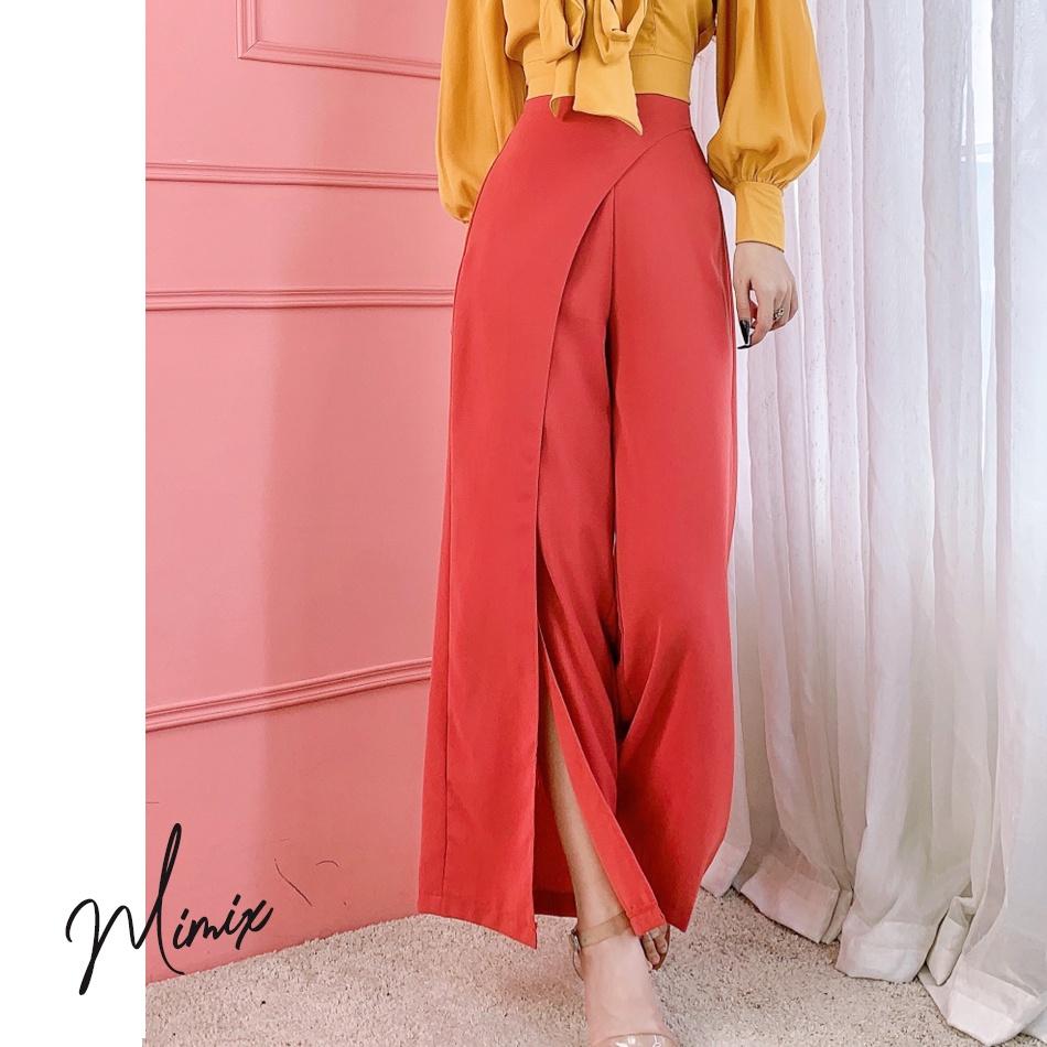Quần tây trơn ống suông phối vạt chéo MIMIX sang trọng AO2150