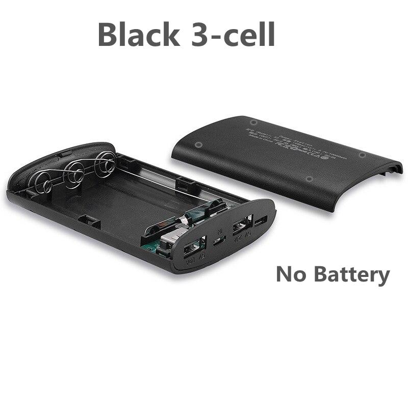 5x18650 Power Bank Box Portable 5V Dual USB Sạc điện thoại di động Vỏ DIY 18650 Giá đỡ pin Hộp sạc có đèn LED Màu sắc: Đen 3 ô