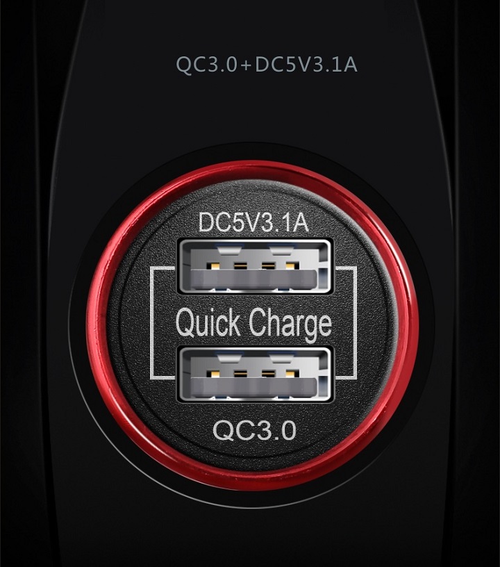 Tẩu Sạc Nhanh Ô Tô 2USB Veecle QC3.0 Thiết Kế Sang Trọng, Quý Phải
