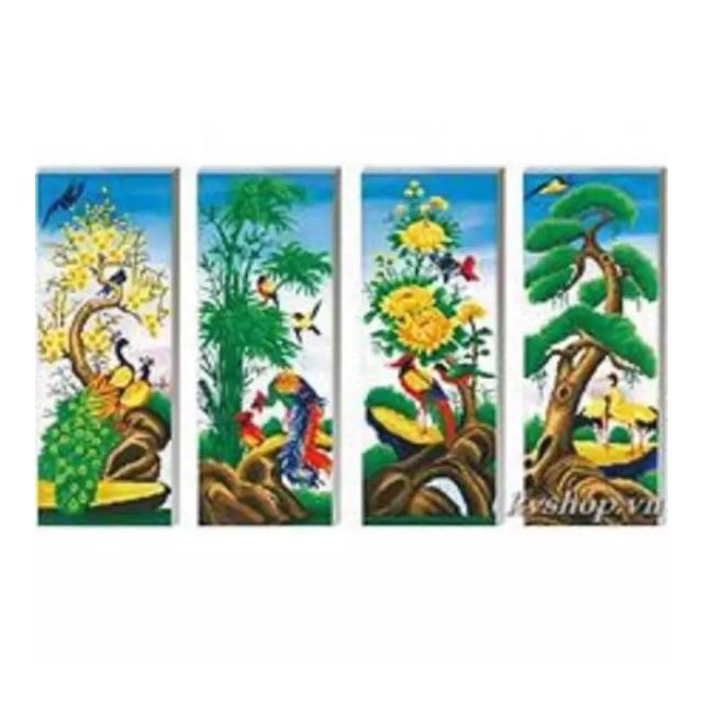 Tranh thêu tứ quý ya1123 kt 134x73cm