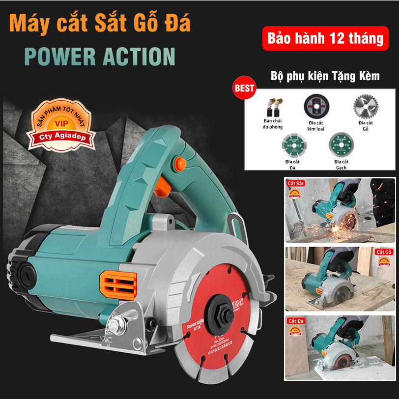 Máy cắt gỗ sắt đá PowerAction + Phụ kiện 4 lưỡi siêu xịn