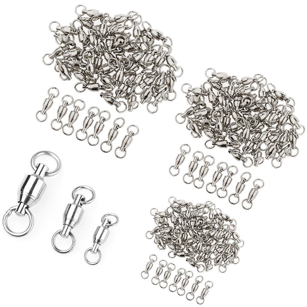 50Pcs/Set Solid Swivels Fishing Connector Rolling Bucket Swivels Fishing