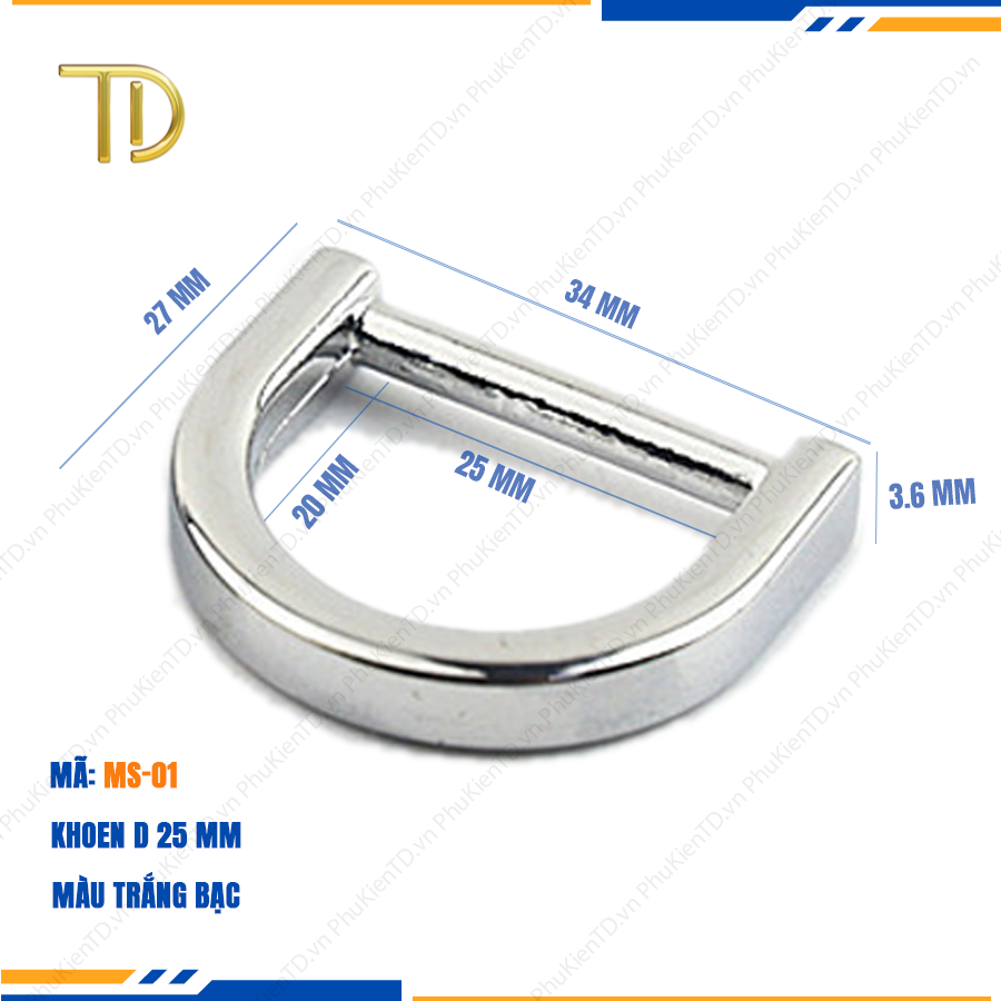 Khoen d túi xách, Khoen chữ d túi xách, Khoen bán nguyệt túi xách 25mm mạ điện độ bền 5-8 năm