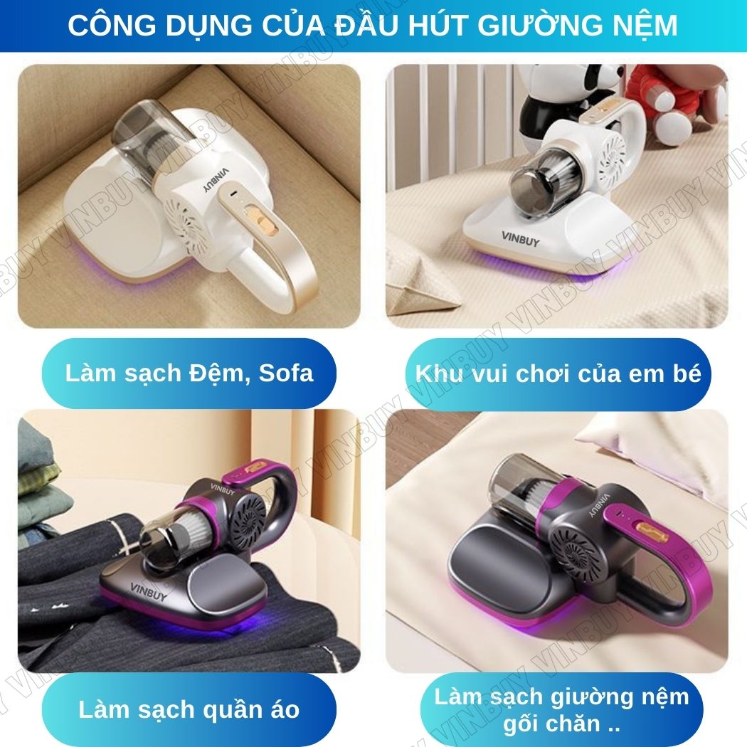 Máy hút bụi cầm tay không dây giường nệm lau nhà 5 trong 1, vacuum cleaner đa năng công suất mạnh 22000PA, hút bụi khô và ướt - Hàng chính hãng VINBUY